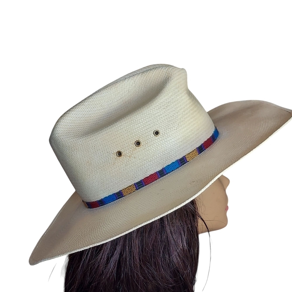 Stetson Natural Cream Gunslinger Style 10X Straw Western Hat Unisex - Picture 5 of 16
